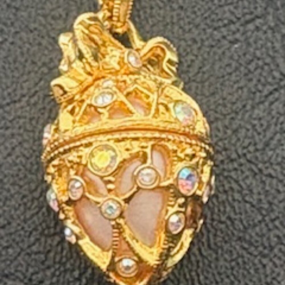 Joan Rivers Secret of the Scroll Faberge inspired egg locket pendant